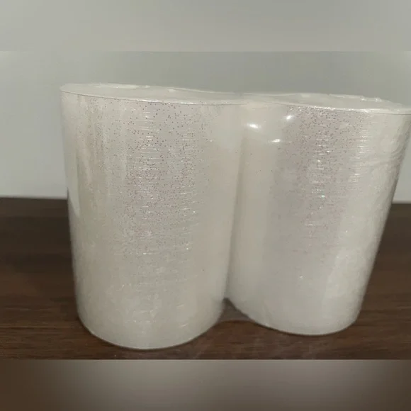 {Ashland}Christmas Noel Candle Collection white glitter unscented pillar candles - Picture 2 of 3
